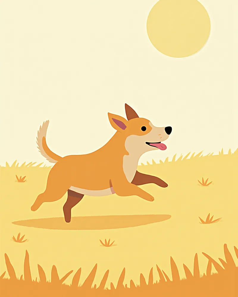 잔디밭에서 뛰어노는 활발한 강아지