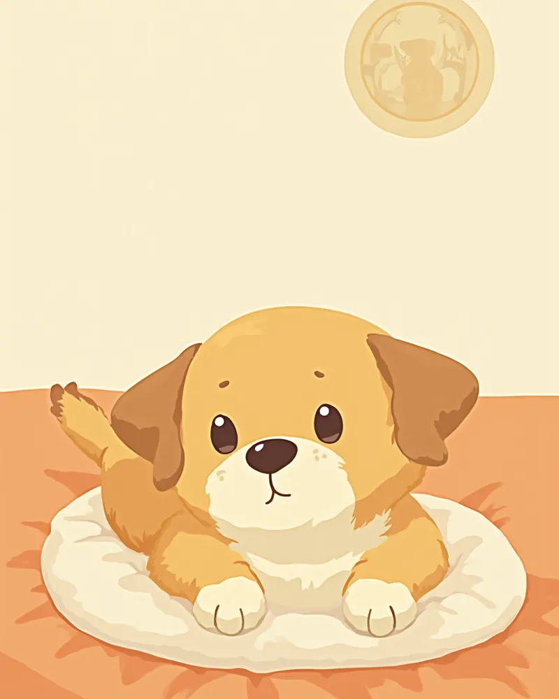 넥카라를 착용하고 쉬고 있는 강아지