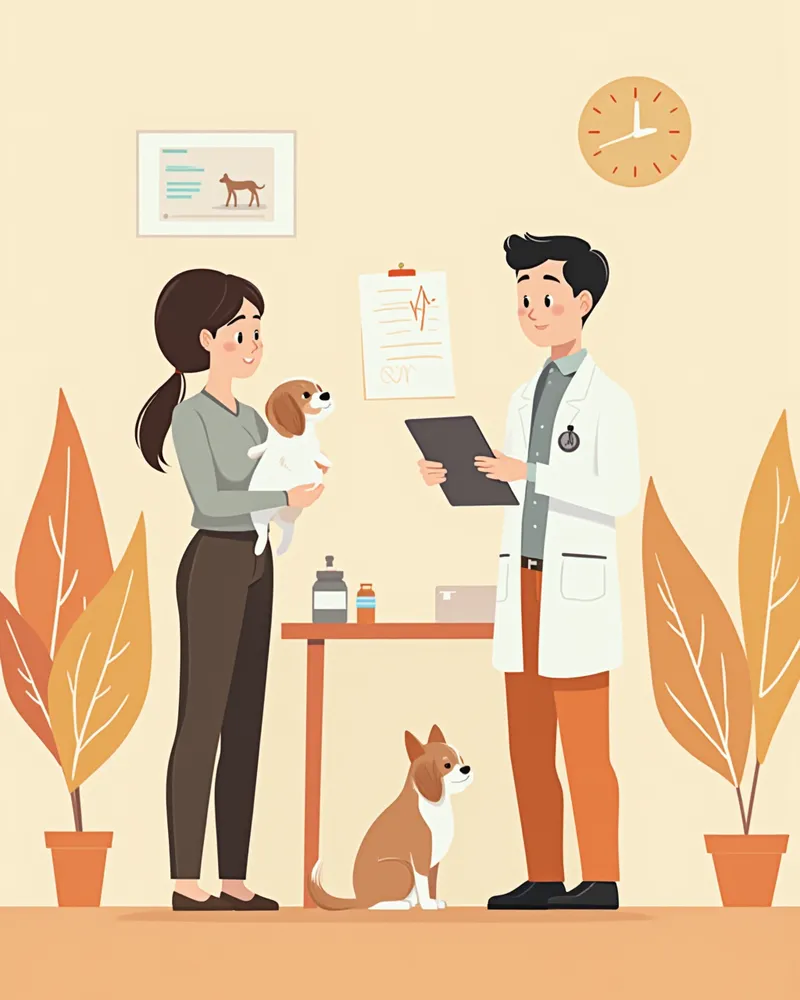 수의사와 보호자가 진료 상담을 나누는 모습