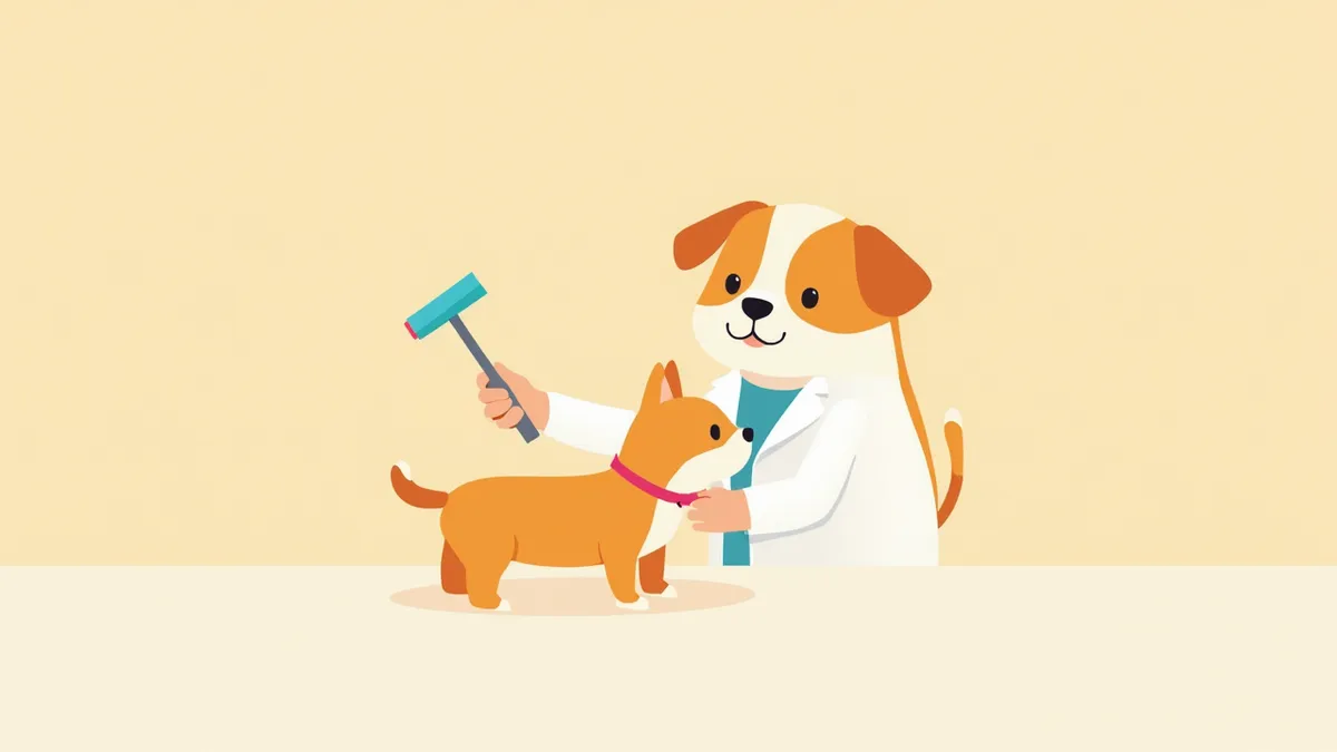 동물신경과 전문의가 강아지의 반사 검사를 하는 모습