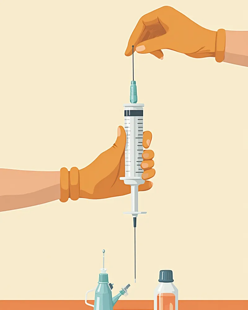 수술 준비 중인 수의테크니션의 손