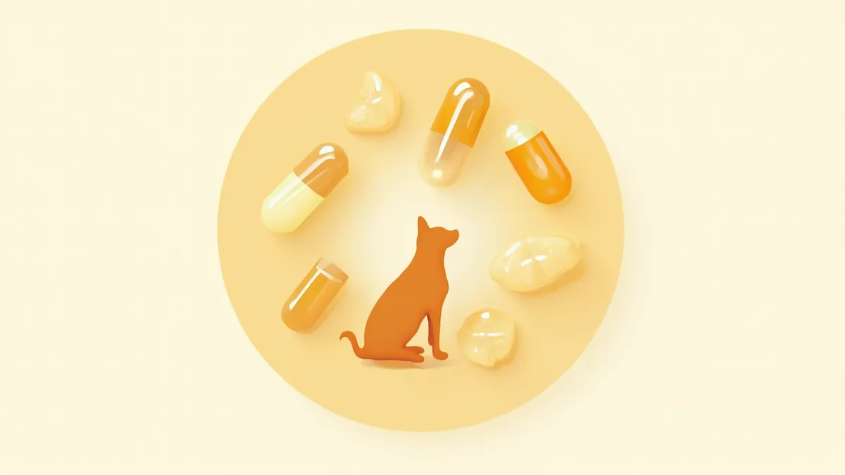 비타민B 복합체 8종과 반려동물 일러스트