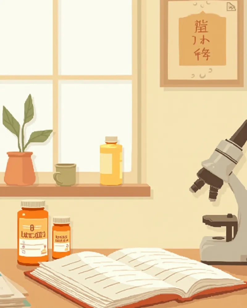 수의학 교과서와 비타민B 보충제