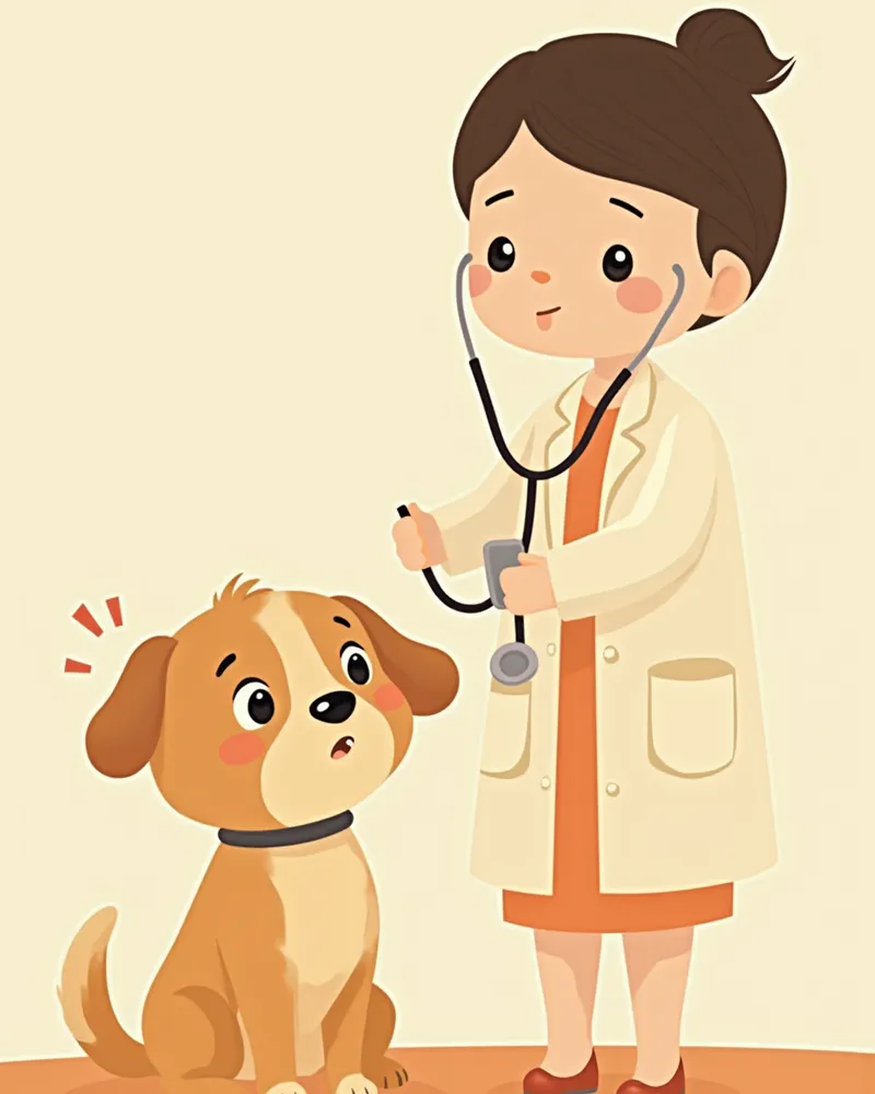 비타민C 부작용을 점검받는 강아지