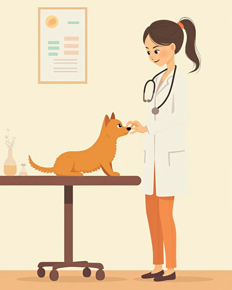 수의사가 강아지를 진찰하는 모습