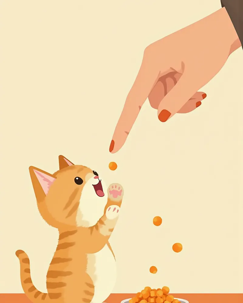 손가락으로 이유식을 핥게 유도하는 모습