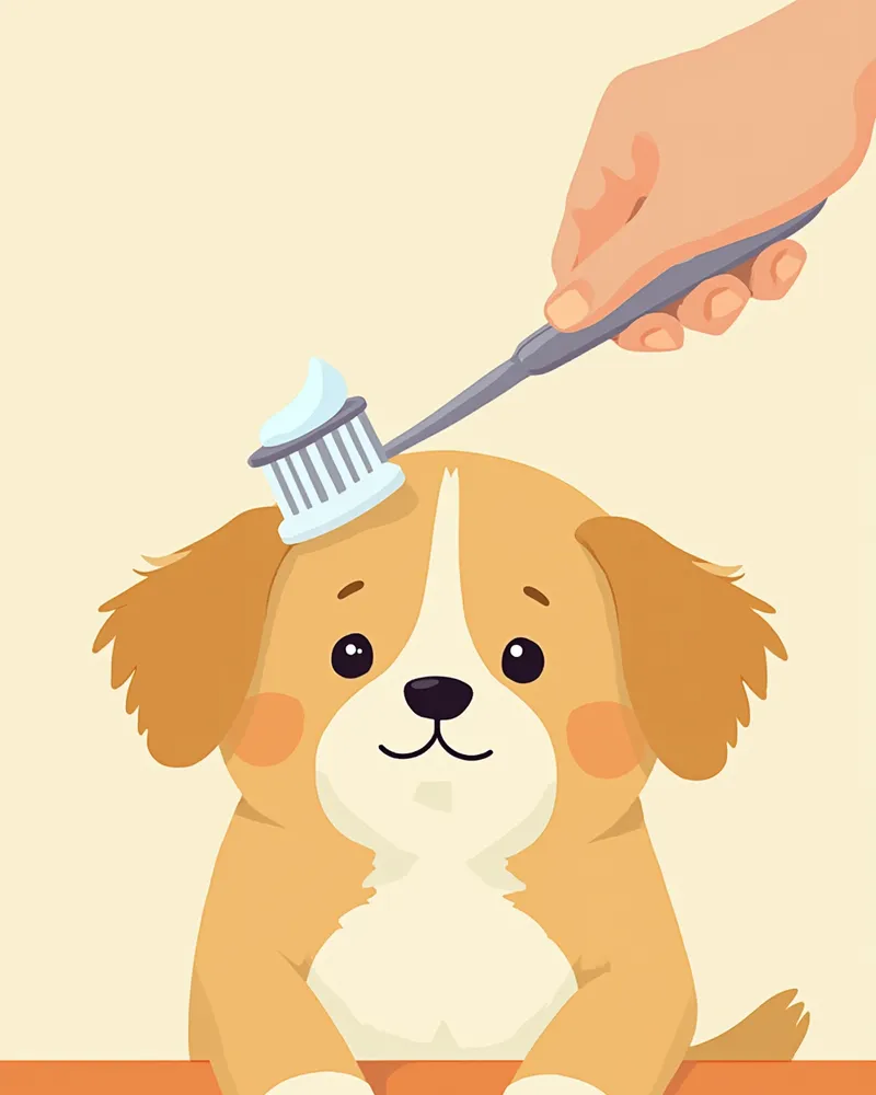 강아지 치아를 45도 각도로 칫솔질하는 모습