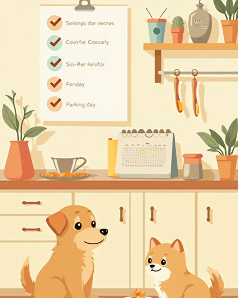 주간 양치 루틴표와 치아 케어 도구가 놓인 모습