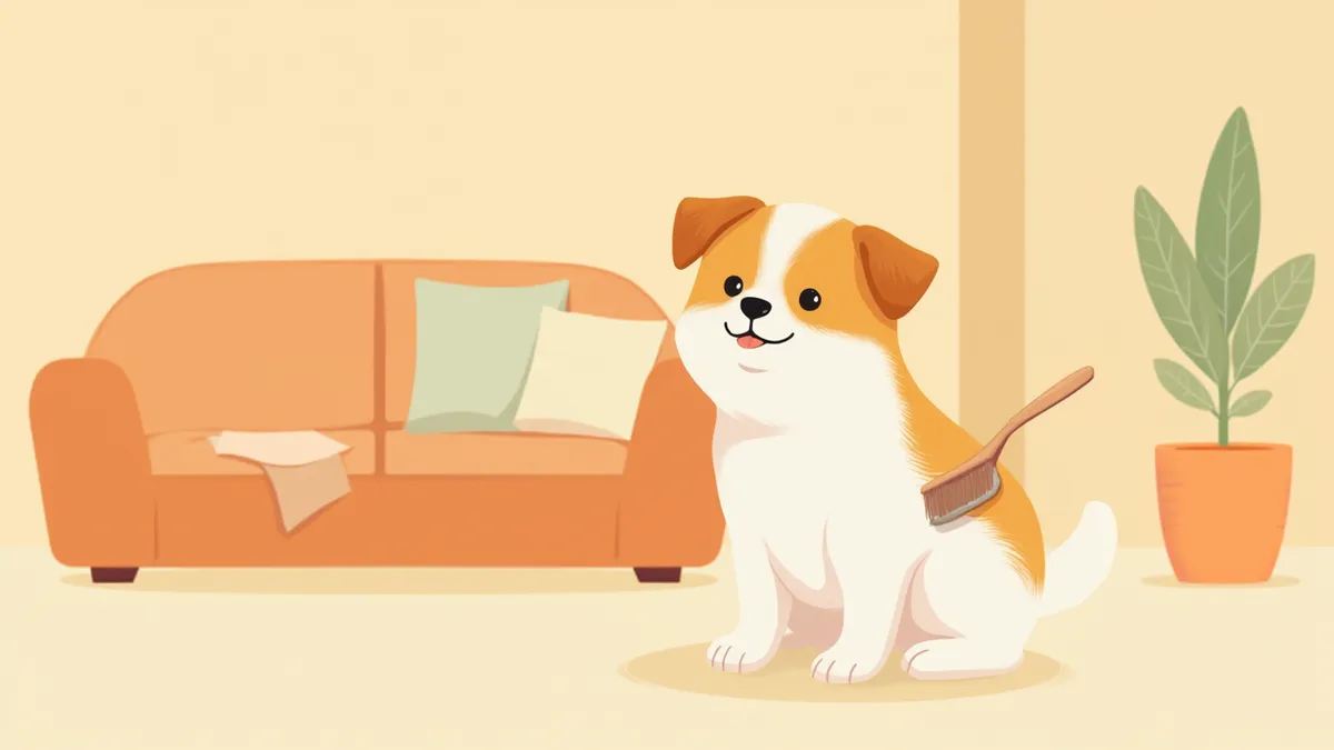 보호자가 강아지를 부드럽게 빗질하는 모습