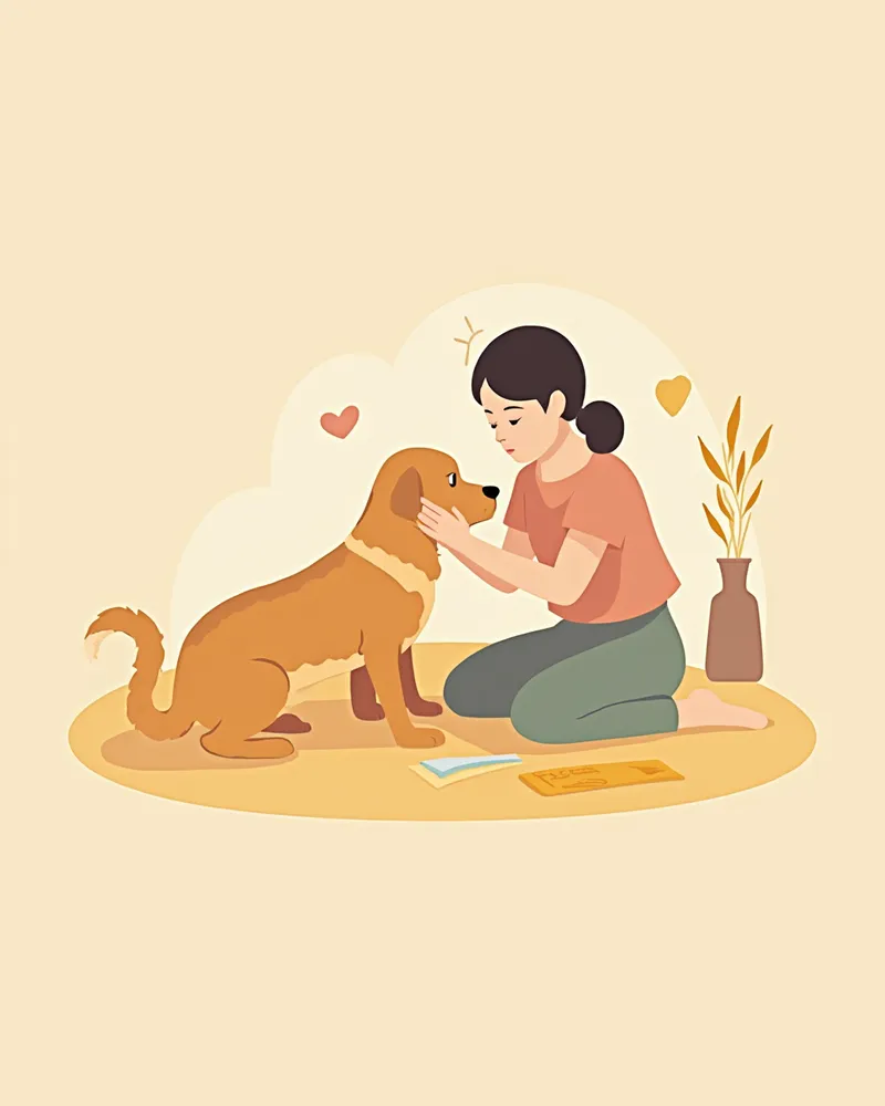 강아지 귀와 발바닥을 점검하는 보호자