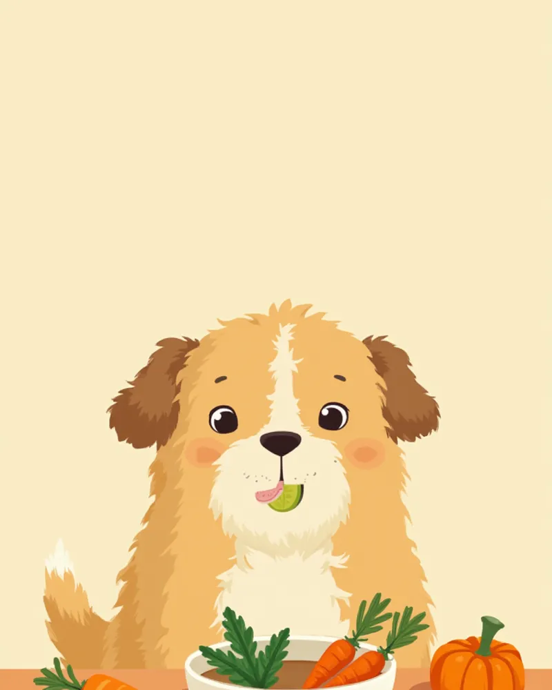 채소 간식을 먹는 강아지