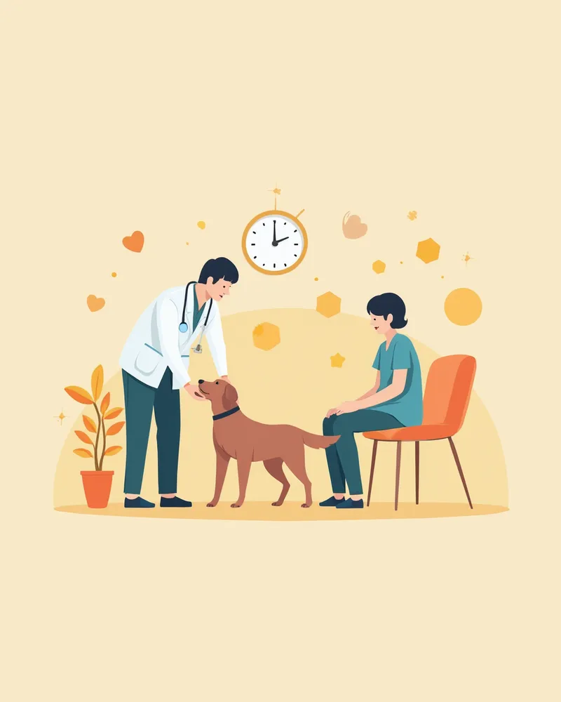 동물병원에서 반려견의 상처를 진찰하는 수의사