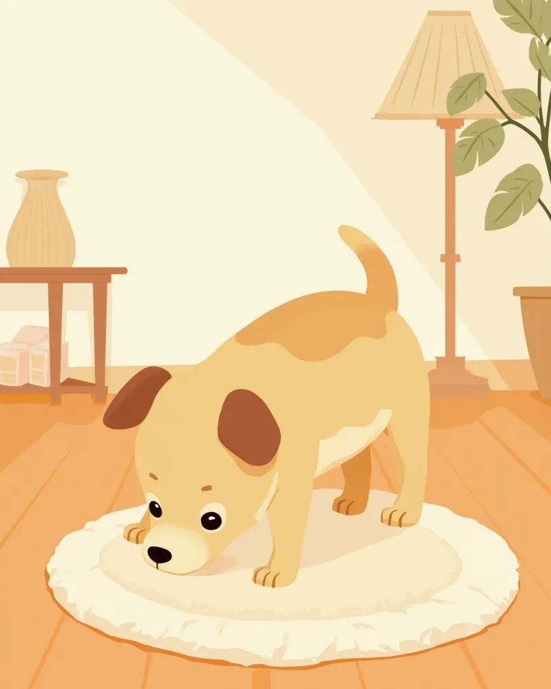 노즈워크 매트에서 간식을 찾는 강아지