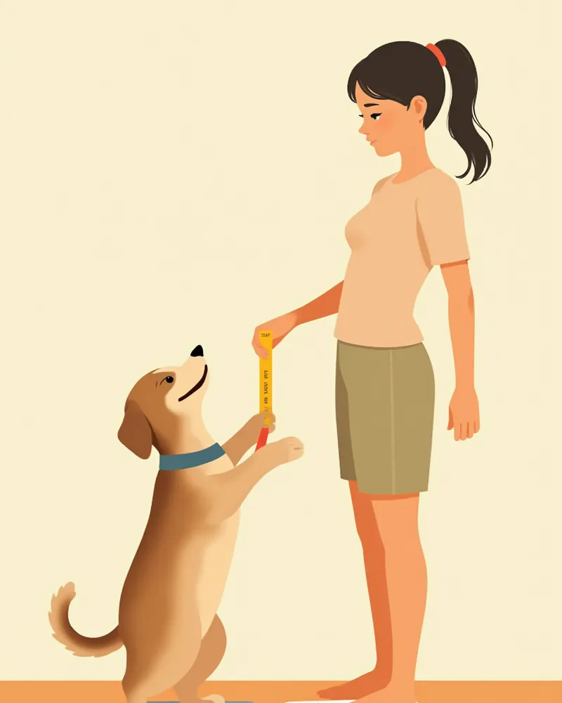 집에서 체중을 재고 있는 강아지