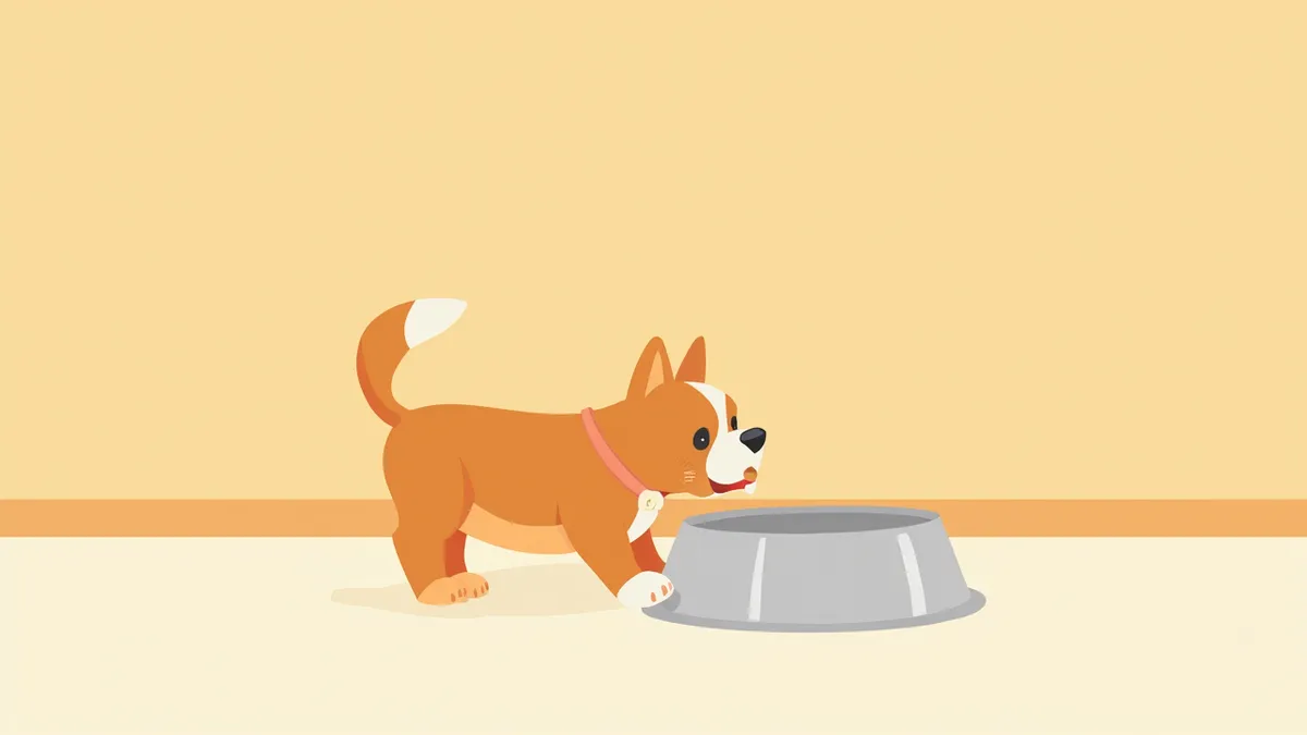 훈련장에서 식사 중인 작업견