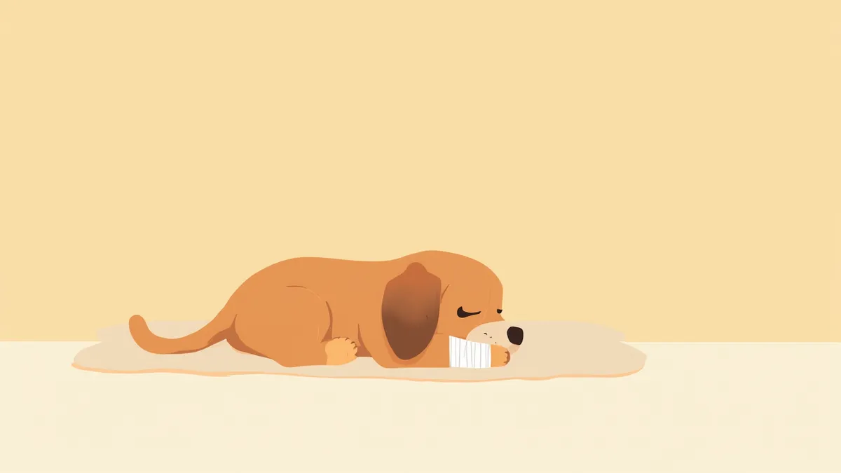 앞다리에 깔끔하게 붕대를 감은 강아지가 편안하게 쉬고 있는 모습