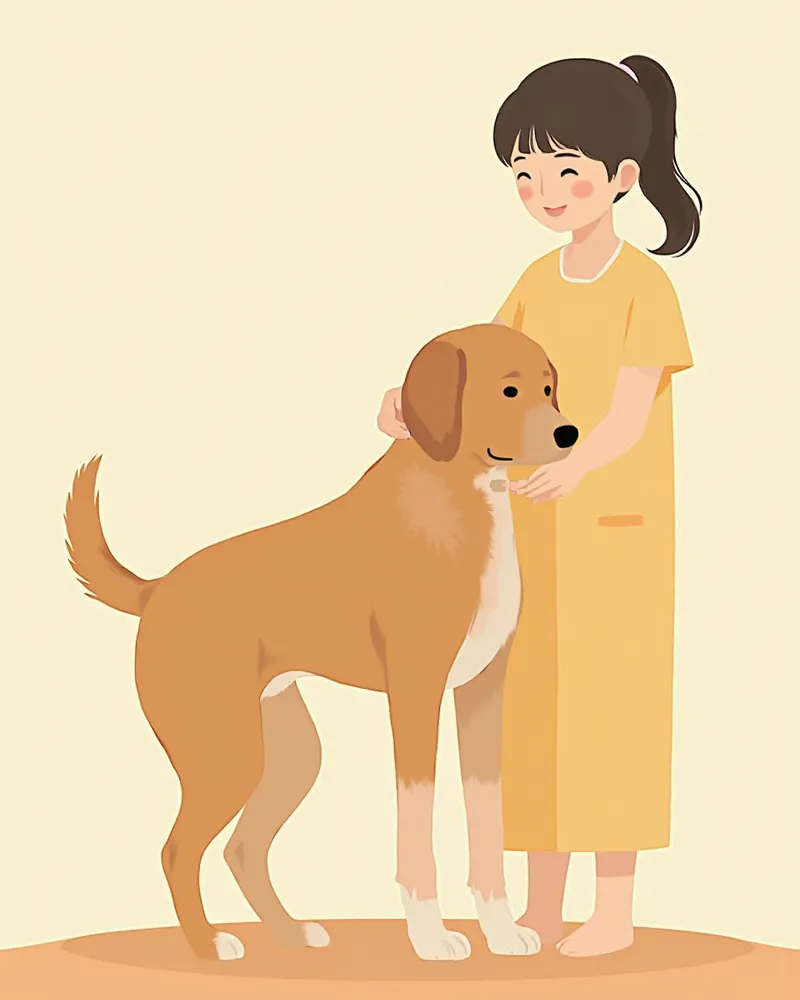 보호자가 강아지 다리에 적절한 압력으로 붕대를 감고 있는 모습