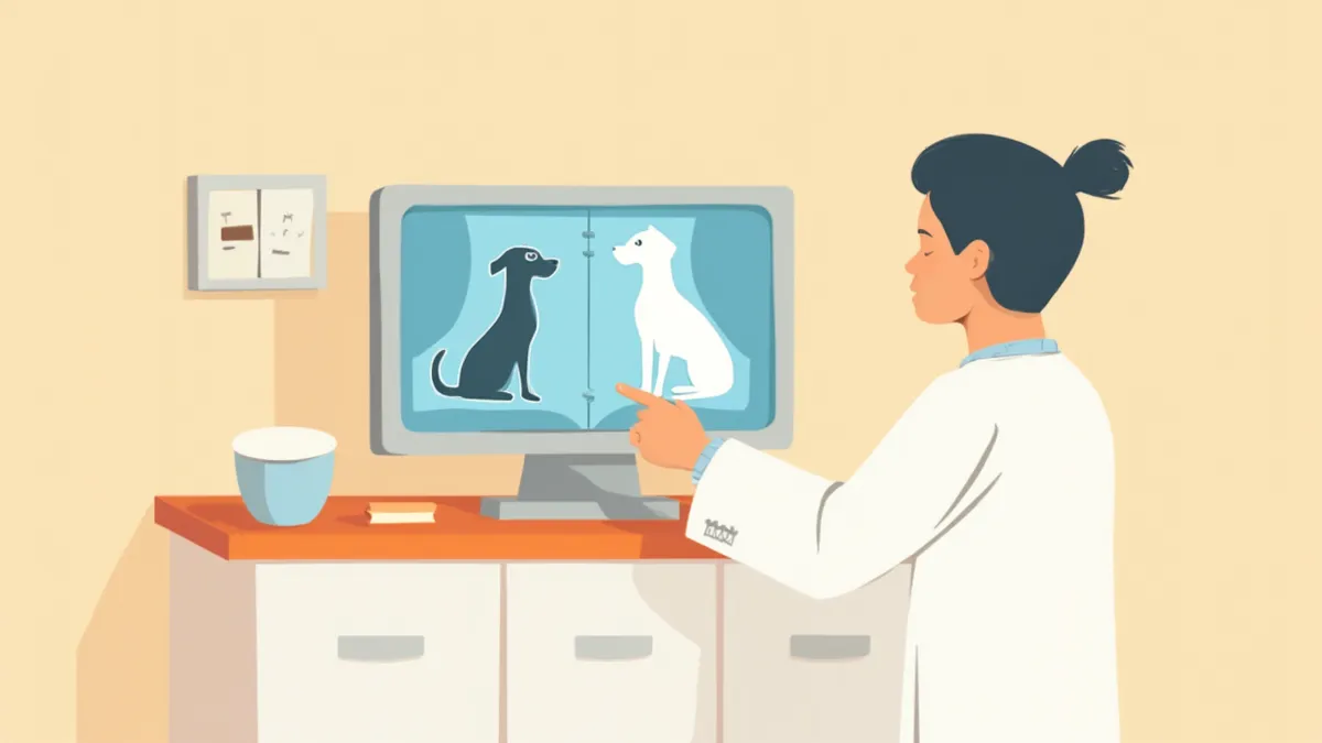 수의사가 반려동물 엑스레이 영상을 분석하는 모습