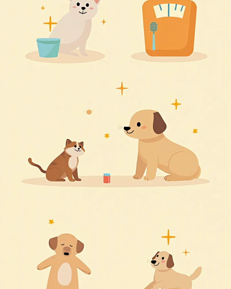 반려동물 일상 케어 루틴 아이콘 일러스트