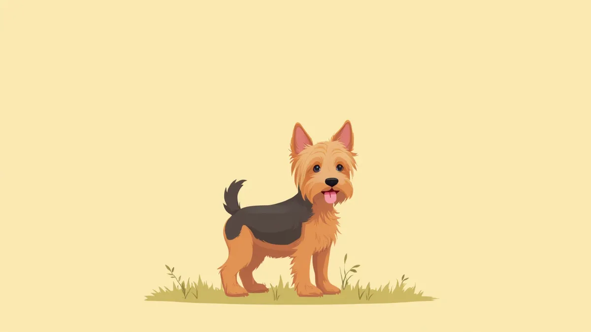 공원 잔디 위에 서 있는 요크셔테리어 강아지